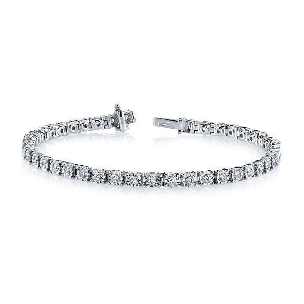 Sparkling 5.85 Carats Round Real Diamonds Tennis Bracelet Gold White 14K