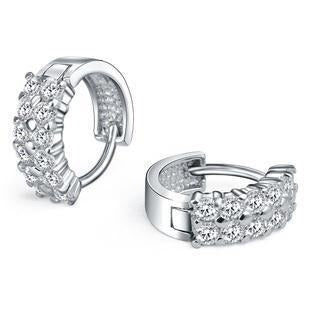 Sparkling Brilliant Cut 3.60 Ct Real Diamonds Hoop Earrings White Gold 14K - Hoop Earrings-harrychadent.ca