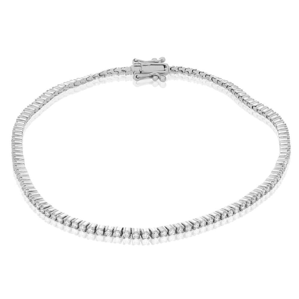 Sparkling Brilliant Cut 4 Carats Genuine Diamonds Women Bracelet WG 14K