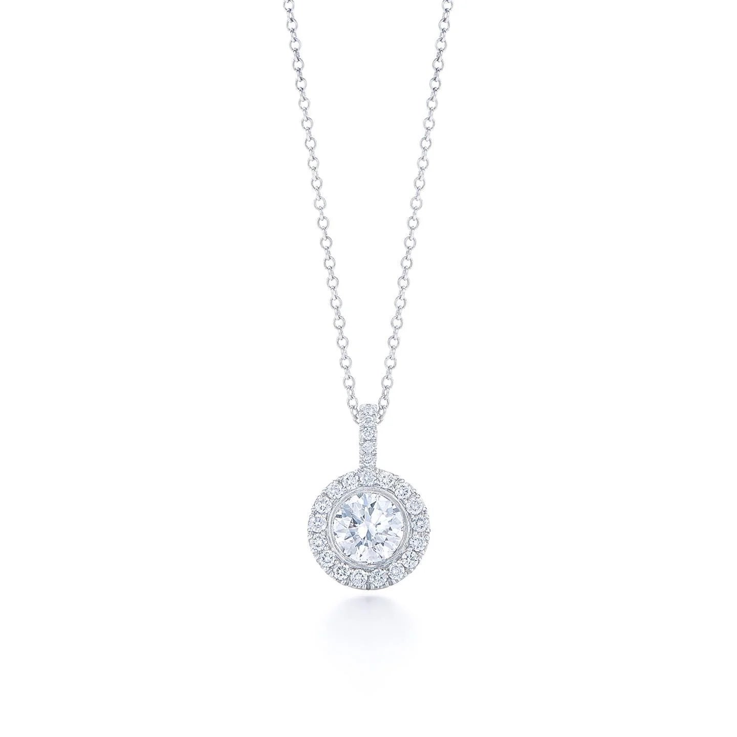 Sparkling Brilliant Cut Real Diamond Necklace Pendant 1.55 Carats WG 14K