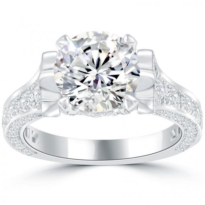 Sparkling Brilliant Genuine Diamond Engagement Ring 4.65 Carats White Gold 14K
