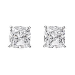 Sparkling Cushion Cut Real 4 Ct Diamonds Women Studs Earring White Gold