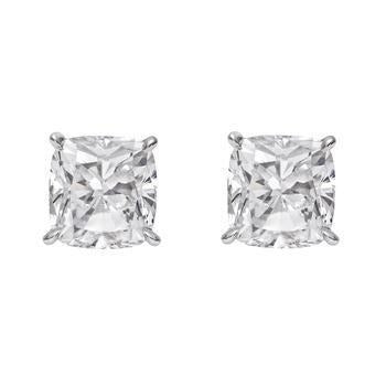 Sparkling Cushion Cut Real 4 Ct Diamonds Women Studs Earring White Gold - Stud Earrings-harrychadent.ca