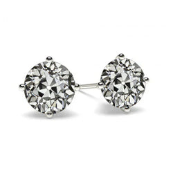 Stud Earrings 14 Karat White Gold – Fine Diamond Old Mine Cut 3