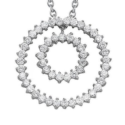 Sparkling Genuine Diamond Pendant Necklace With Chain 2.75 Carat WG 14K