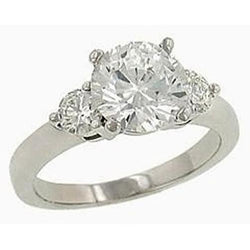 Sparkling Genuine Natural Earth Mined Diamonds Three Stone Ring 3.11 Ct. White Gold 14K New