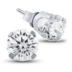 Sparkling Genuine Round Cut Diamond Stud Earring Solid Gold 14K 2.10 Carats