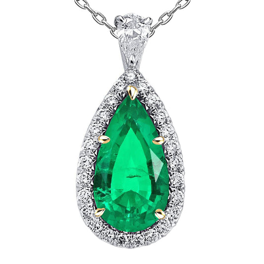 Pear Shape Emerald ring in 14K Two Tone Gold – main view