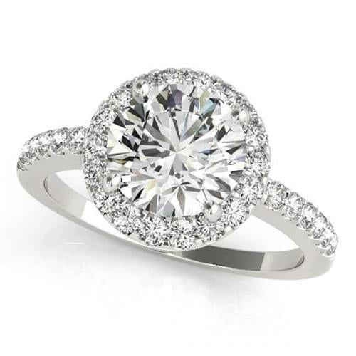 Sparkling Halo Round Natural Diamond Engagement Fancy Ring 2.50 Carat WG 14K