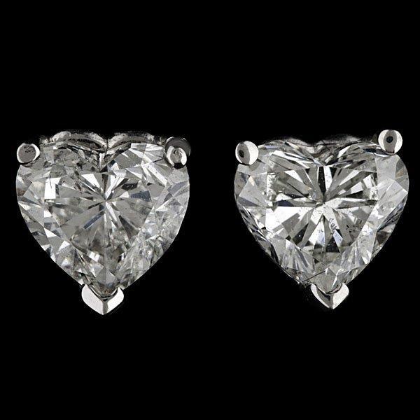 Sparkling Heart Cut Solitaire Real Diamond Stud Earrings White Gold 14K