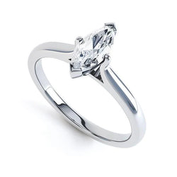 Sparkling Marquise Cut 2 Ct Genuine Diamond Solitaire Ring White Gold 14K