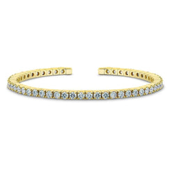 Sparkling Round Natural Earth Mined Diamond Tennis Bracelet 6.50 Carats Yellow Gold 14K