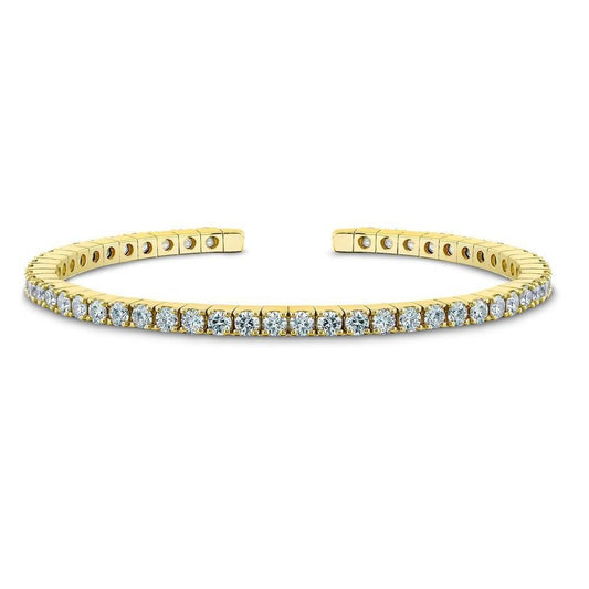 Sparkling Natural Round Diamond Tennis Bracelet 6.50 Carats Yellow Gold 14K
