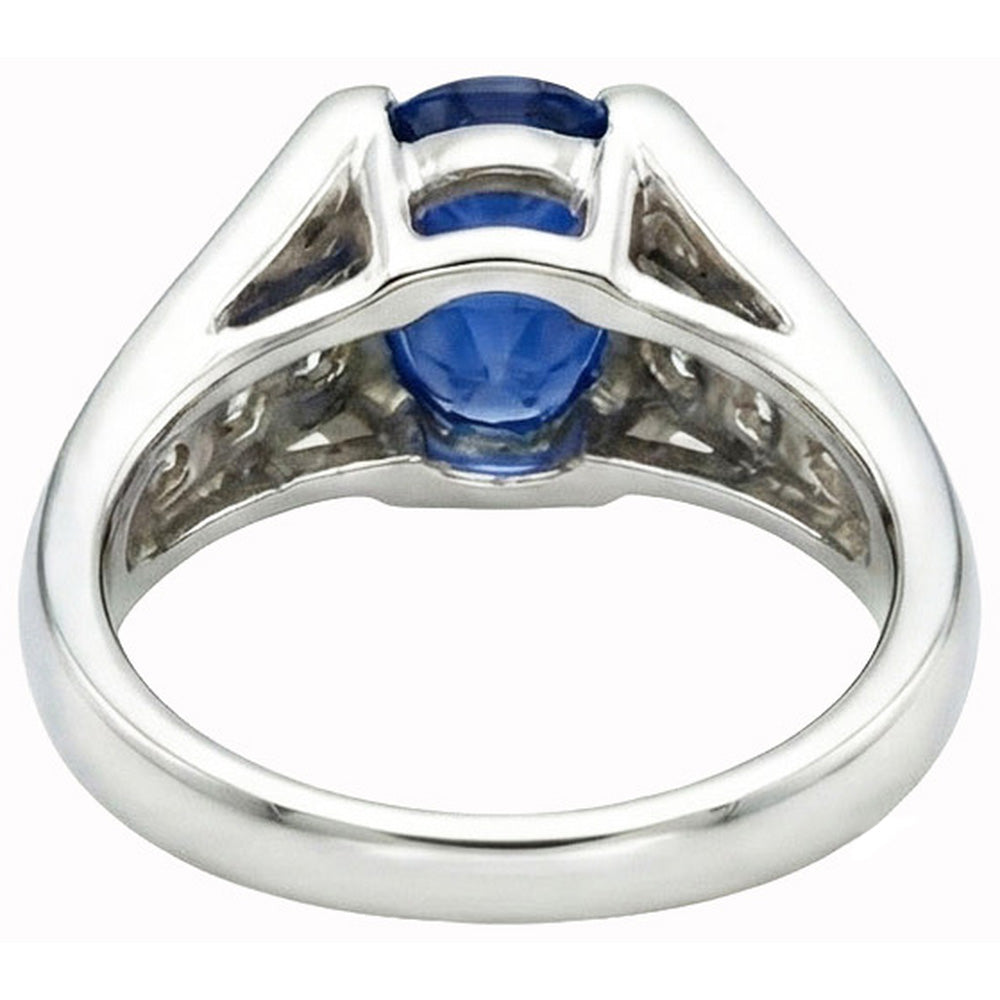 natural round sapphire 2.10ct ring profile view
