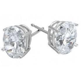 Sparkling Oval Cut Real Diamond Stud Earring Pair 2 Ct White Gold Jewelry