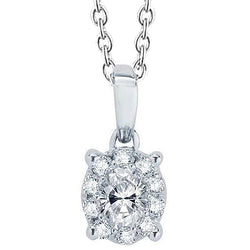 Sparkling Oval & Round Real Diamond Necklace 2.45 Carats White Gold 14K