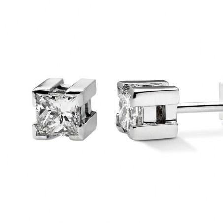 Sparkling Princess Cut Real Diamond Stud Earring 0.70 Carat White Gold 14K - Stud Earrings-harrychadent.ca