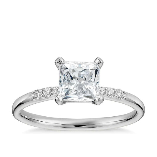 Sparkling Princess & Round 3 Carats Real Diamond Ring White Gold 14K