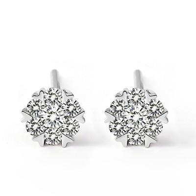 Sparkling Prong Set 4.60 Ct Round Genuine Diamonds Stud Earrings White Gold