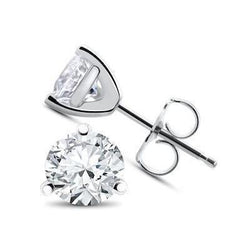 Sparkling Prong Set 5.00 Carats Genuine Diamonds Studs Earrings White Gold 14K