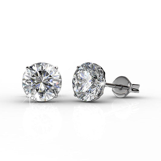 Sparkling Prong Set 5.00 Ct Genuine Diamonds Lady Studs Earrings Gold White