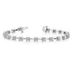 Sparkling Prong Set Round 4.40 Carats Real Diamond Tennis Bracelet White Gold 14K