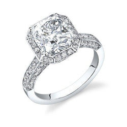 Sparkling Radiant Cut Real Diamond Halo Anniversary Ring 4.30 Ct White Gold 14K