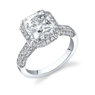 Sparkling Radiant Cut Real Diamond Halo Anniversary Ring 4.30 Ct White Gold 14K - Halo Ring-harrychadent.ca