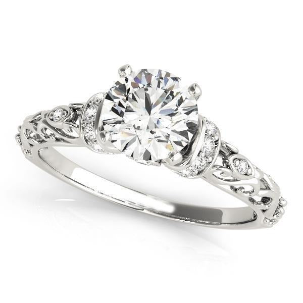 Sparkling Real 3 Carats Diamonds Antique Look Ring New White Gold 14K