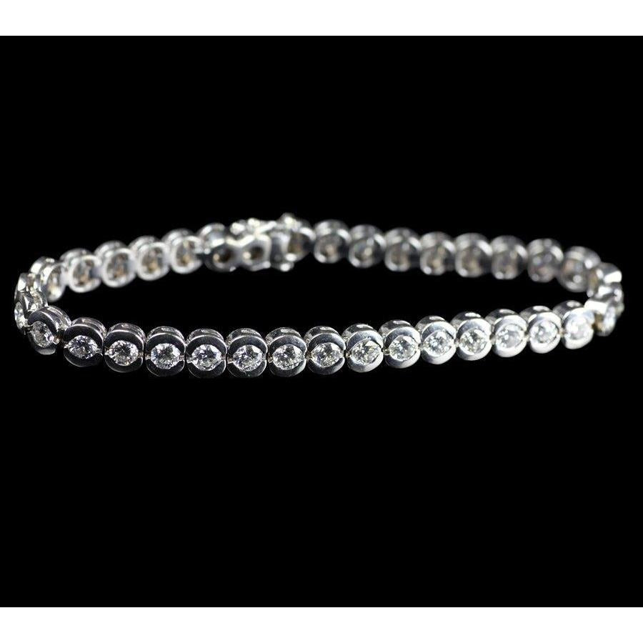 Sparkling Real Brilliant Cut Diamond Tennis Bracelet 7 Carats Lady Jewelry