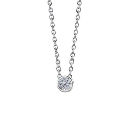 Sparkling Real Diamond Pendant Necklace 0.50 Carats Bezel Set WG 14K New