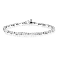 Sparkling Real Diamond Tennis Bracelet Prong Set 4 Carat White Gold 14K