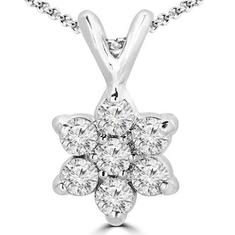 Sparkling Real Diamonds Pendant Necklace 3.50 Carats White Gold 14K Prong Set