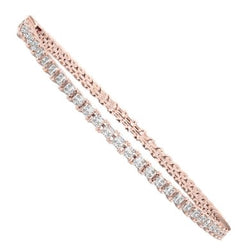 Sparkling Real Princess Cut 5.60 Ct Diamonds Tennis Bracelet Rose Gold