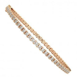 Sparkling Real Princess Cut 5.75Ct Natural Earth Mined Diamonds Tennis Bracelet Rose Gold