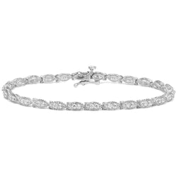 Sparkling Real Round Diamond Bracelet White Gold 14K 7.80 Carats