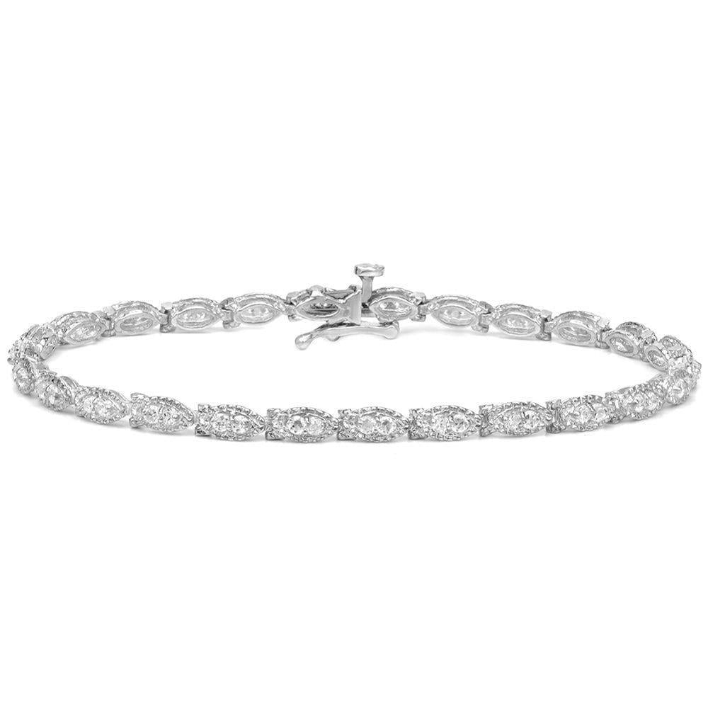 Sparkling Real Round Diamond Bracelet White Gold 14K 7.80 Carats