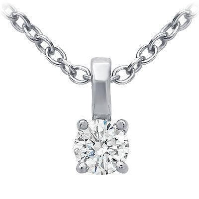 Sparkling Real Round Diamond Necklace Pendant G VS2 1 Carat White Gold 14K - Pendant-harrychadent.ca