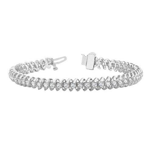 Sparkling Real Round Diamond Tennis Bracelet White Gold 14K 6.75 Carats