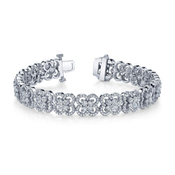 Sparkling Real Round Diamond Tennis Bracelet White Gold Women 9.10 Carats