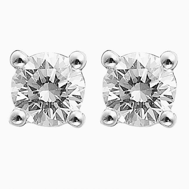 Sparkling Round 2.5 Carats Real Diamond Stud Earring Gold Fine Jewelry - Stud Earrings-harrychadent.ca