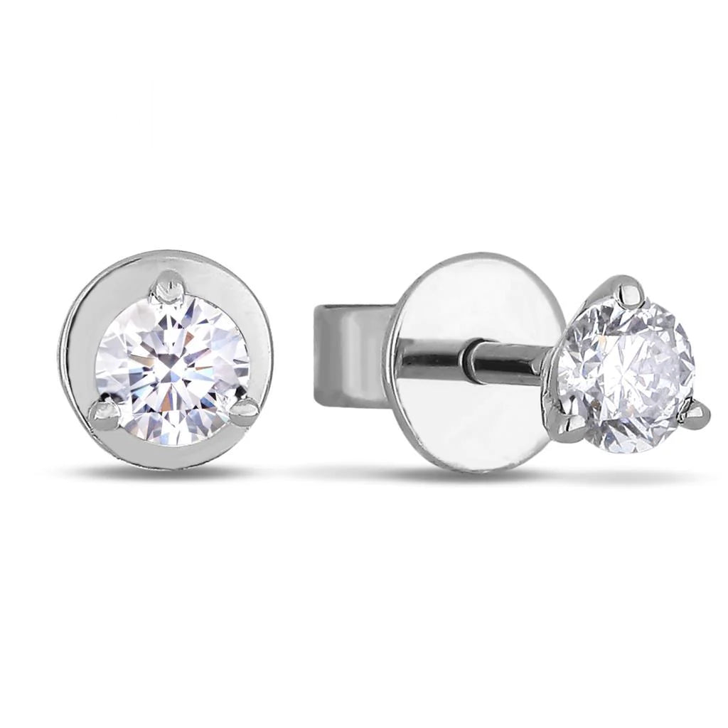 Sparkling Round Brilliant Cut 2 Carats Real Diamond Lady Studs Earring