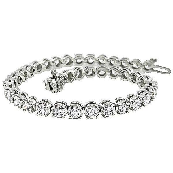 Sparkling Round Brilliant Cut Genuine Diamond Tennis Bracelet 10 Carats