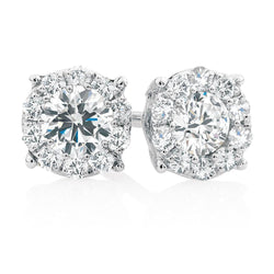 Sparkling Round Brilliant Prong Set 5 Carats Genuine Diamond Stud Earrings