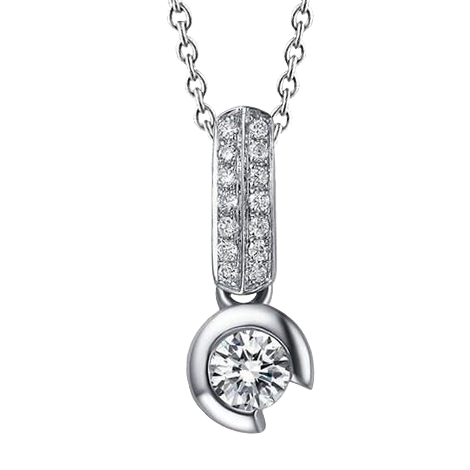 Sparkling Round Cut 1.70 Ct Real Diamonds Necklace Pendant White Gold 14K - Pendant-harrychadent.ca