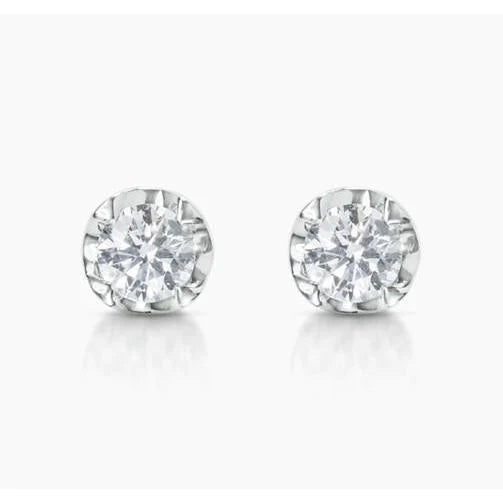 Sparkling Round Cut 2.00 Carats Real Diamonds Studs Earrings White Gold