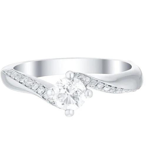Sparkling Round Cut 2.50 Ct Real Diamond Anniversary Ring White Gold 14K - Solitaire Ring with Accents-harrychadent.ca