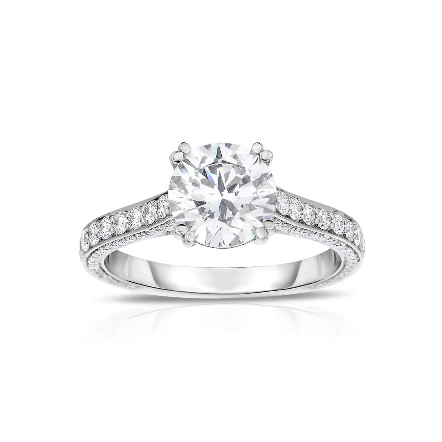 Sparkling Round Cut 3.75 Carats Real Diamond Anniversary Ring Prong Set
