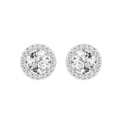 Sparkling Round Cut 3.90 Carats Real Diamond Ladies Stud Halo Earrings