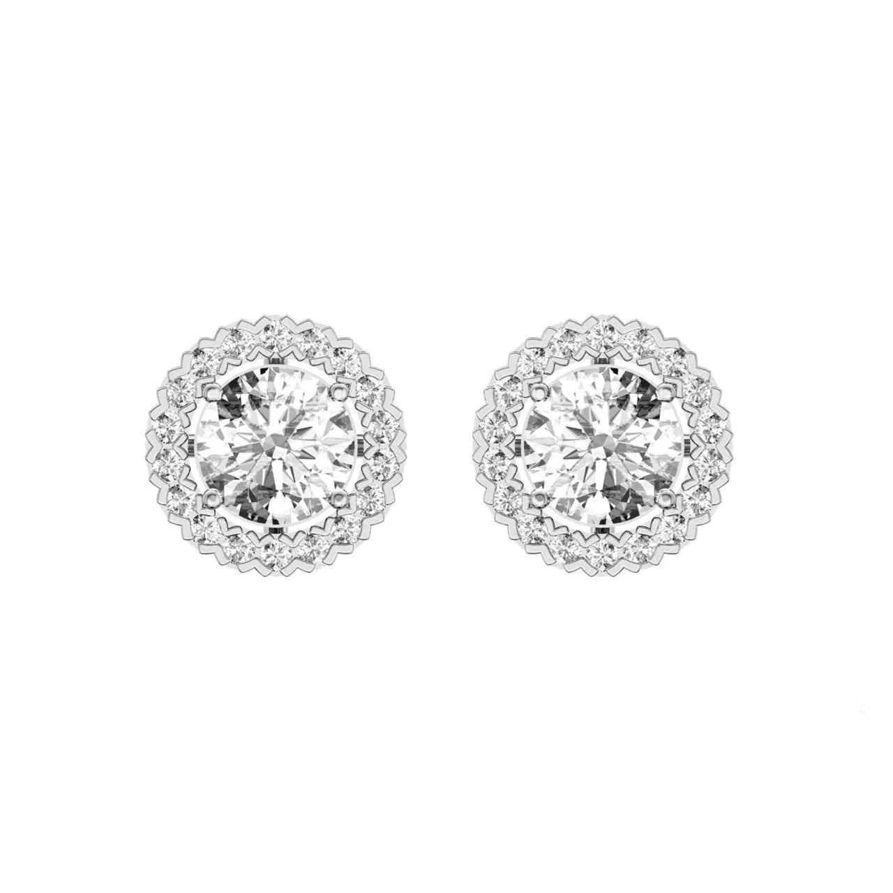 Sparkling Round Cut 3.90 Carats Real Diamond Ladies Stud Halo Earrings